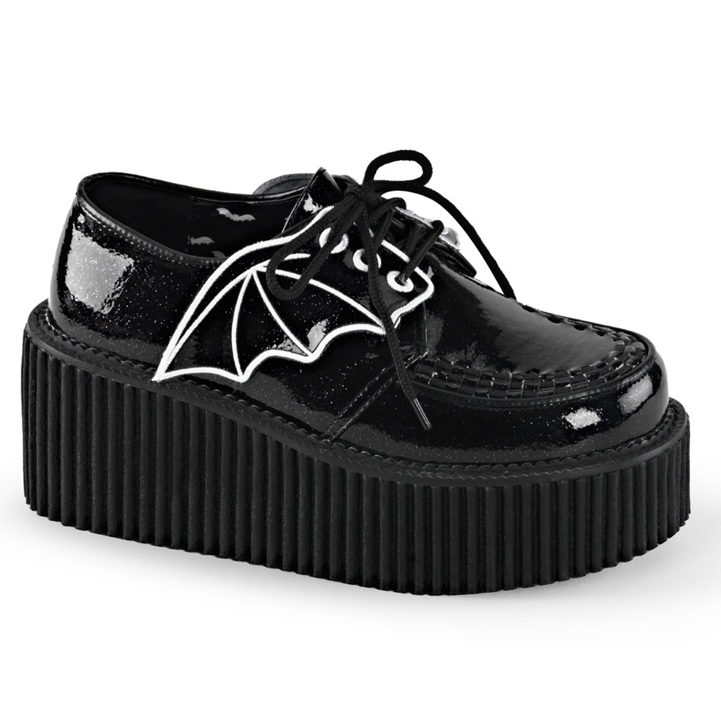 Creepers Demonia Creeper 205 Glitter Vinyl Femme - Noir 58741-CKXR